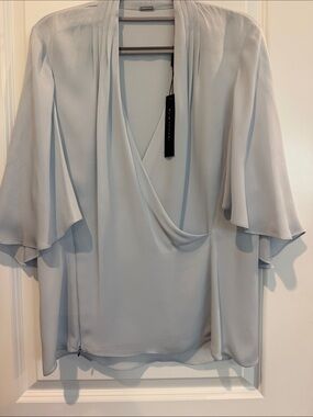 Elie Tahari Raelle Draped Wrap V-Neck Blouse